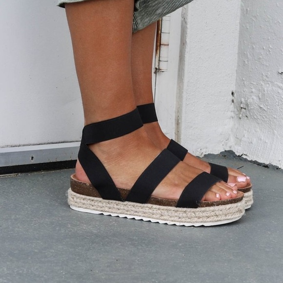 black strappy espadrille sandals